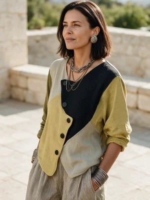 Catherine | Asymmetric Color-Block Knit Sweater