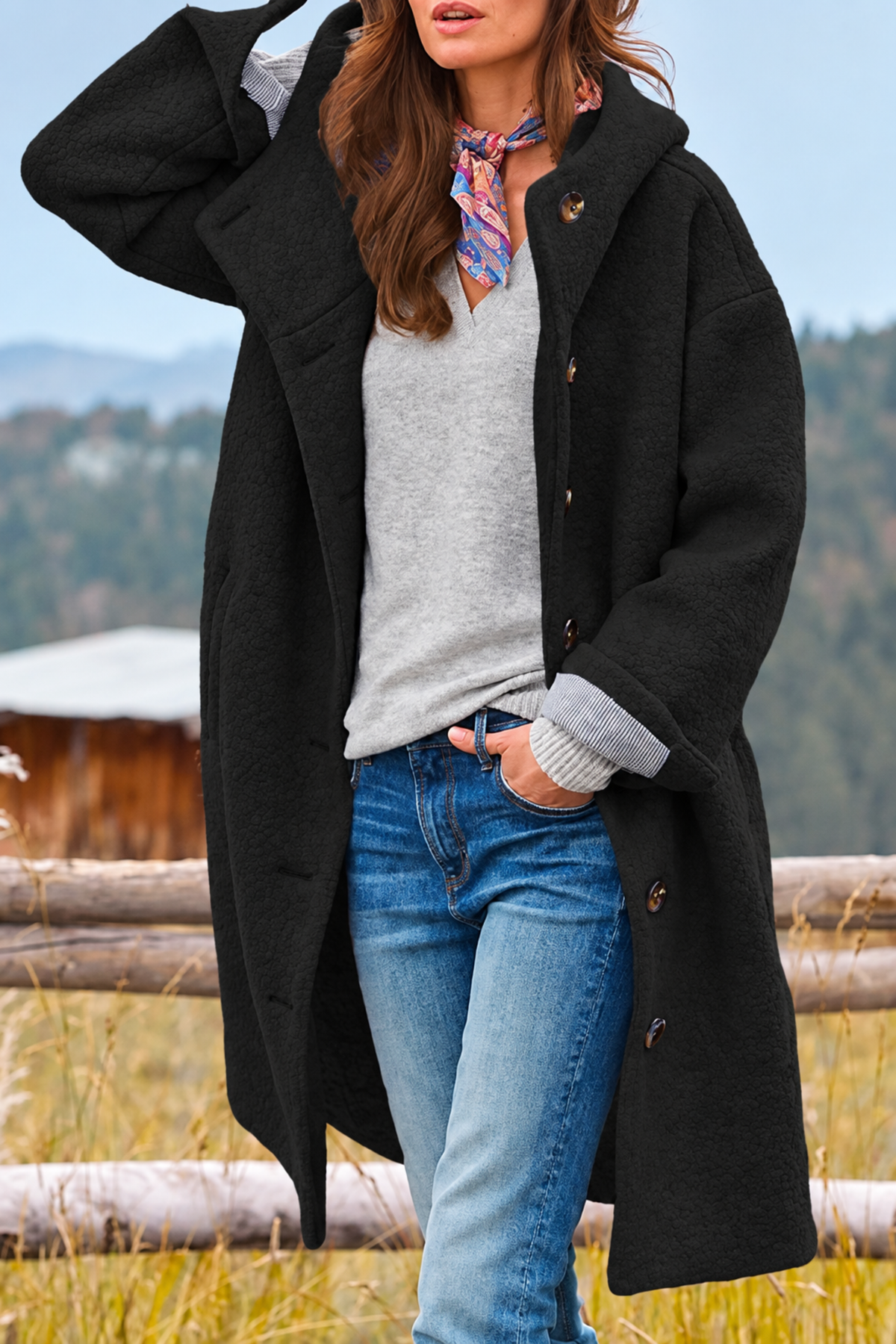Oriana | Textured Hooded Coat