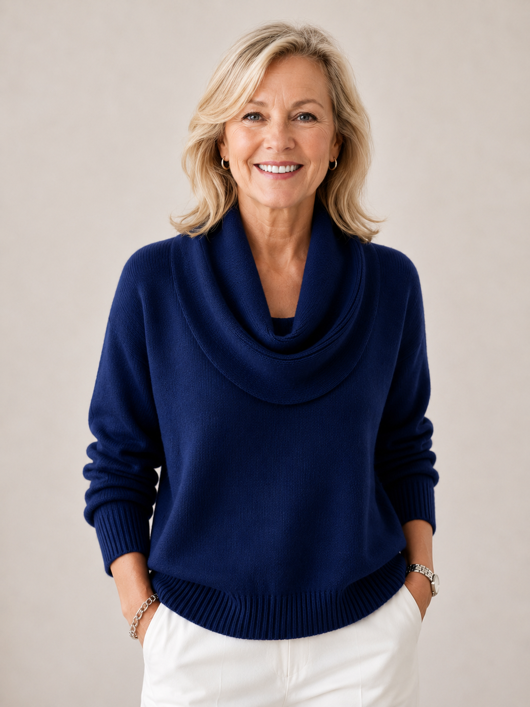 Soft Cowl-Neck Knit Jumper for Women