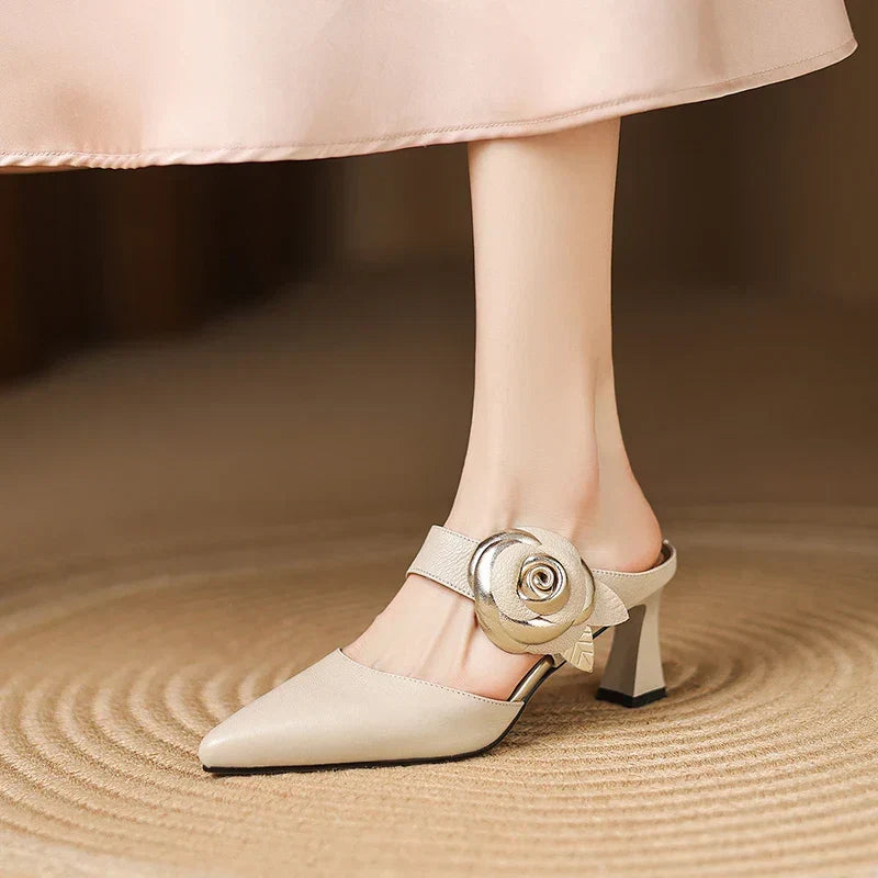Garnet Genuine Leather Heels