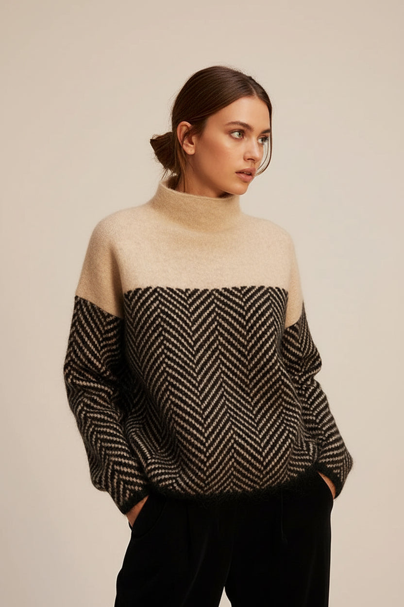 Knit Sweater with Stand-Up Collar - Felina