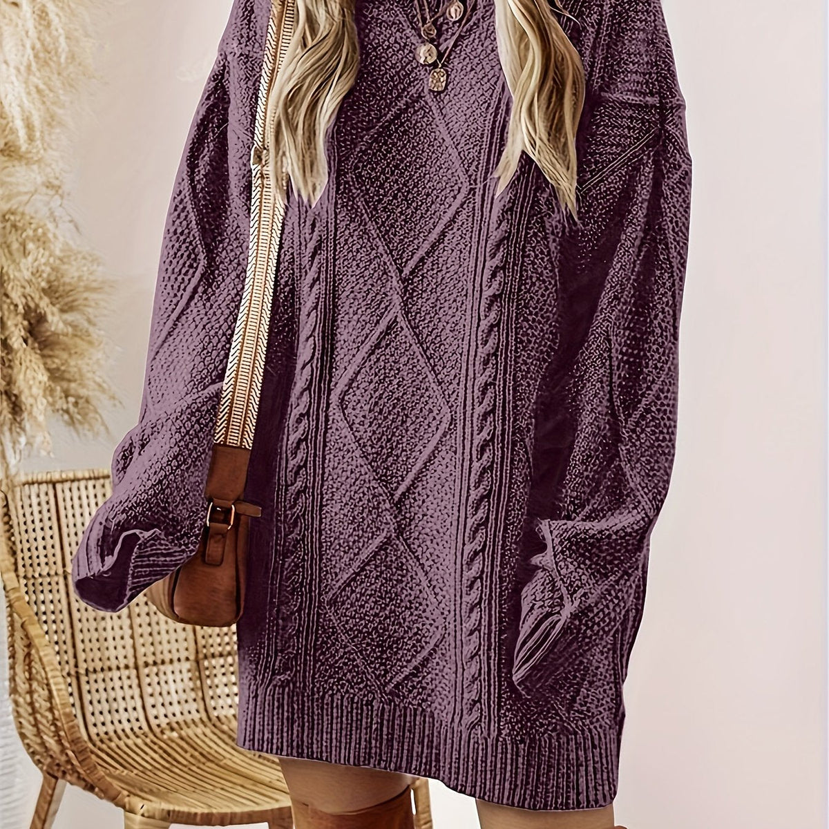 Helene | Cable-Textured Sweater Dress