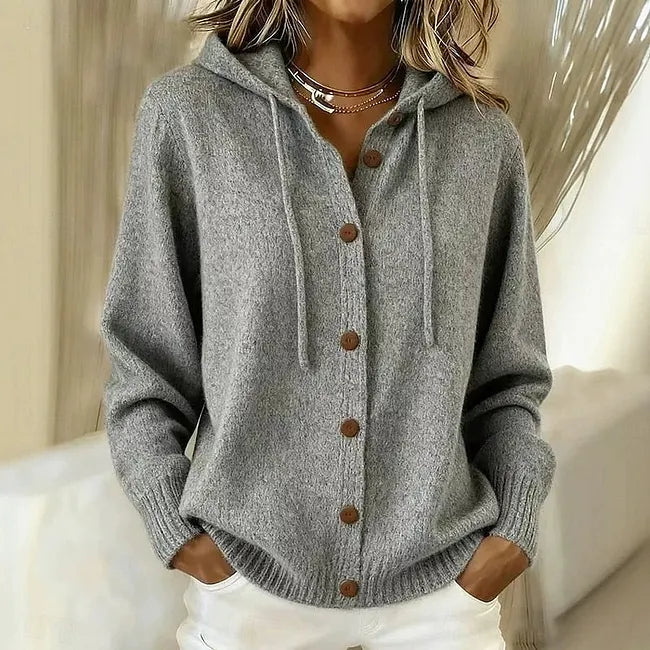 Goldie | Hooded Button-Front Long-Sleeve Knit Cardigan