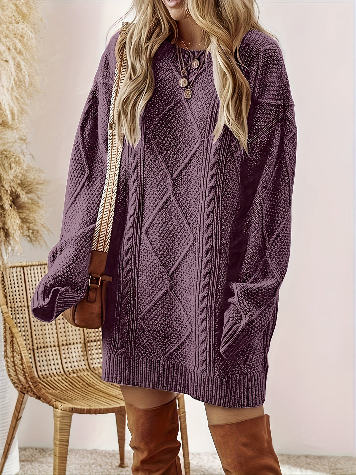 Helene | Cable-Textured Sweater Dress