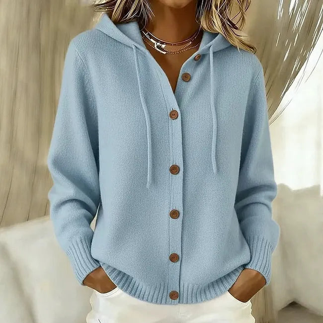 Goldie | Hooded Button-Front Long-Sleeve Knit Cardigan
