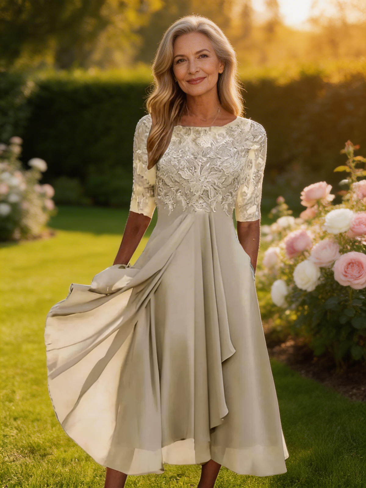 Zaria | The Flattering Lace Midi Dress
